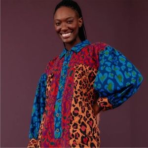 NWT Farm Rio Mixed Leopard Pop Jumpsuit